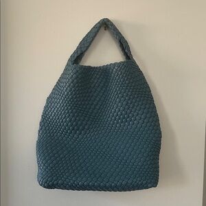 Elegant Blue Woven Hobo Bag